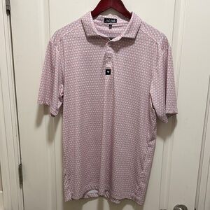 Bad Birdie Pink Geometric Print Polo